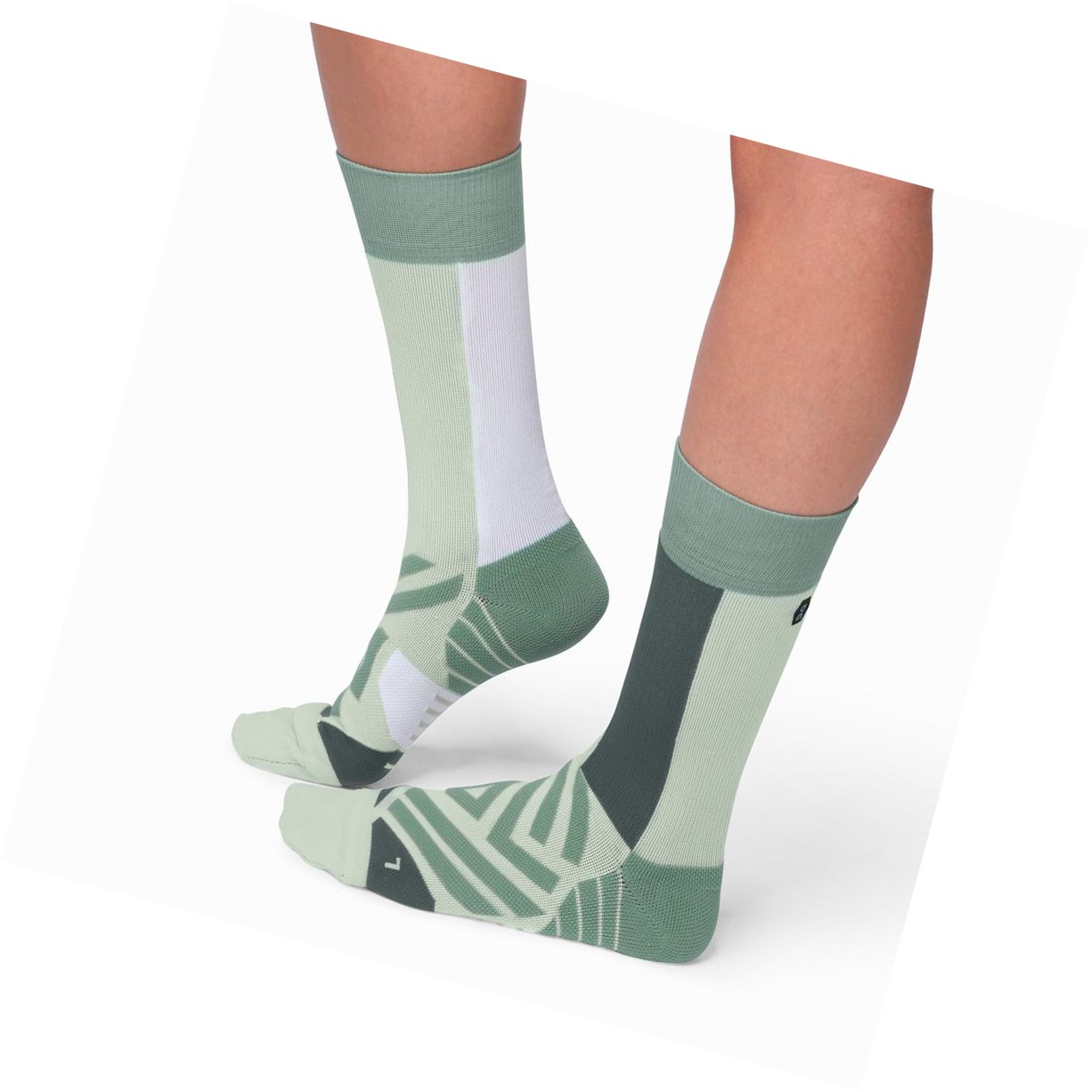 Calze Running Donna On High Verdi Bianche | 24UACHYPK