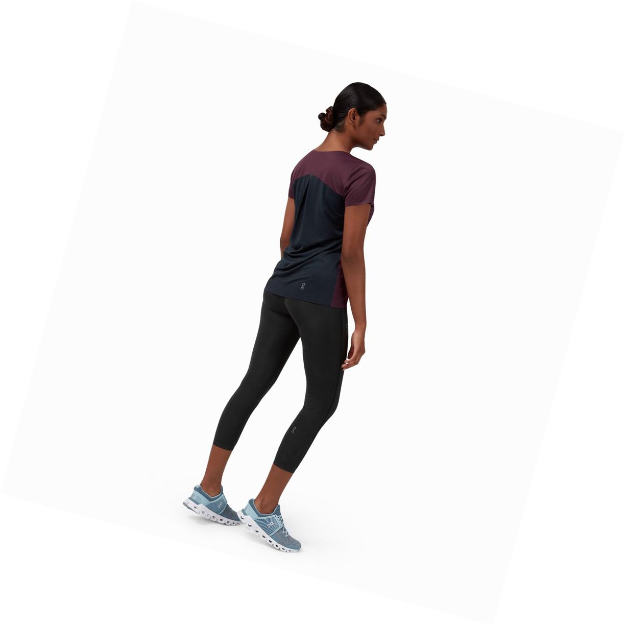 Magliette Donna On Performance Long-T Bordeaux Nere | 35XIDGMRQ