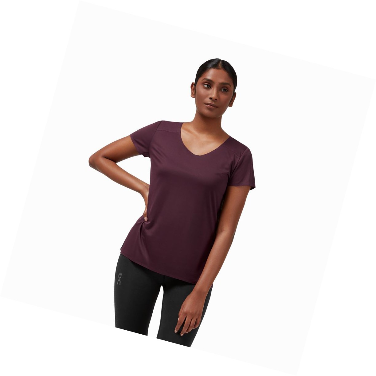 Magliette Donna On Performance Long-T Bordeaux Nere | 35XIDGMRQ
