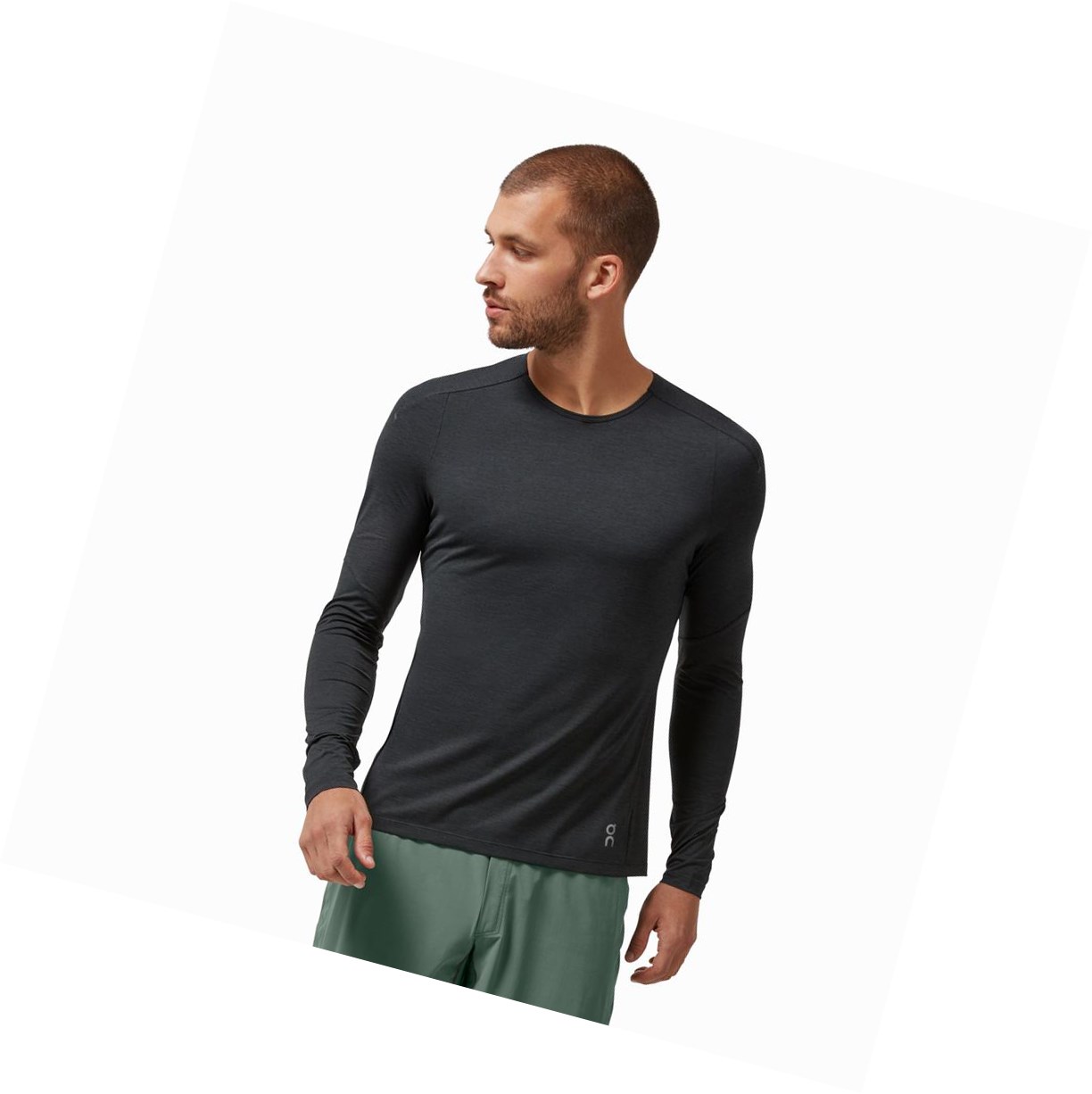 Magliette Uomo On Performance Long-T Nere | 37QSACJXE