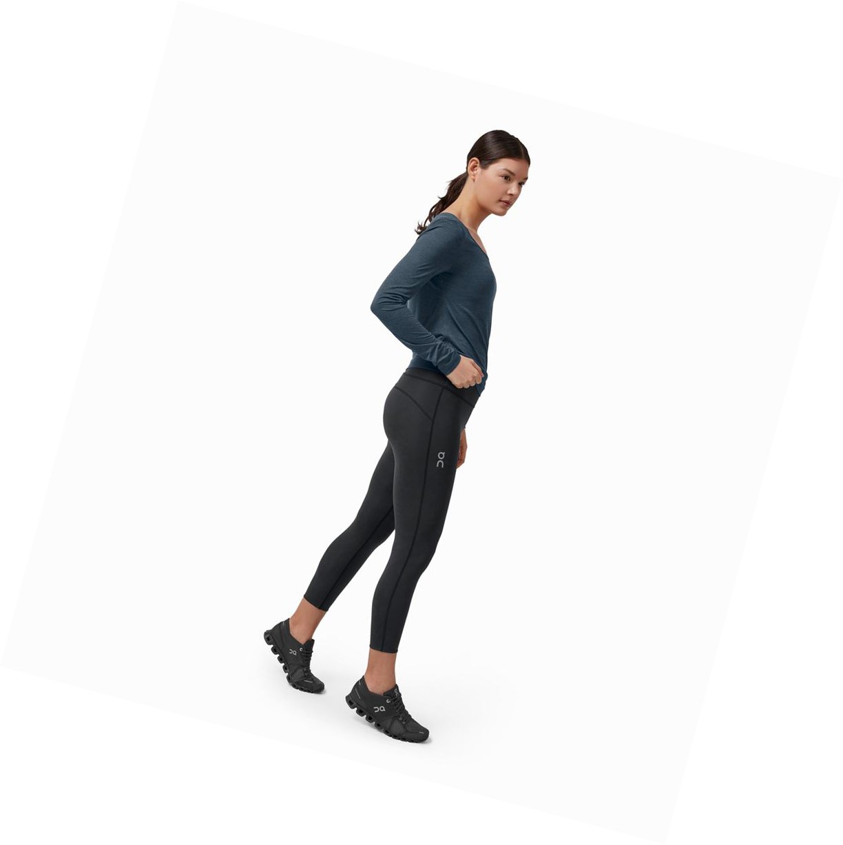 Running Leggings Donna On Tights 7/8 Nere | 82GYENBJZ