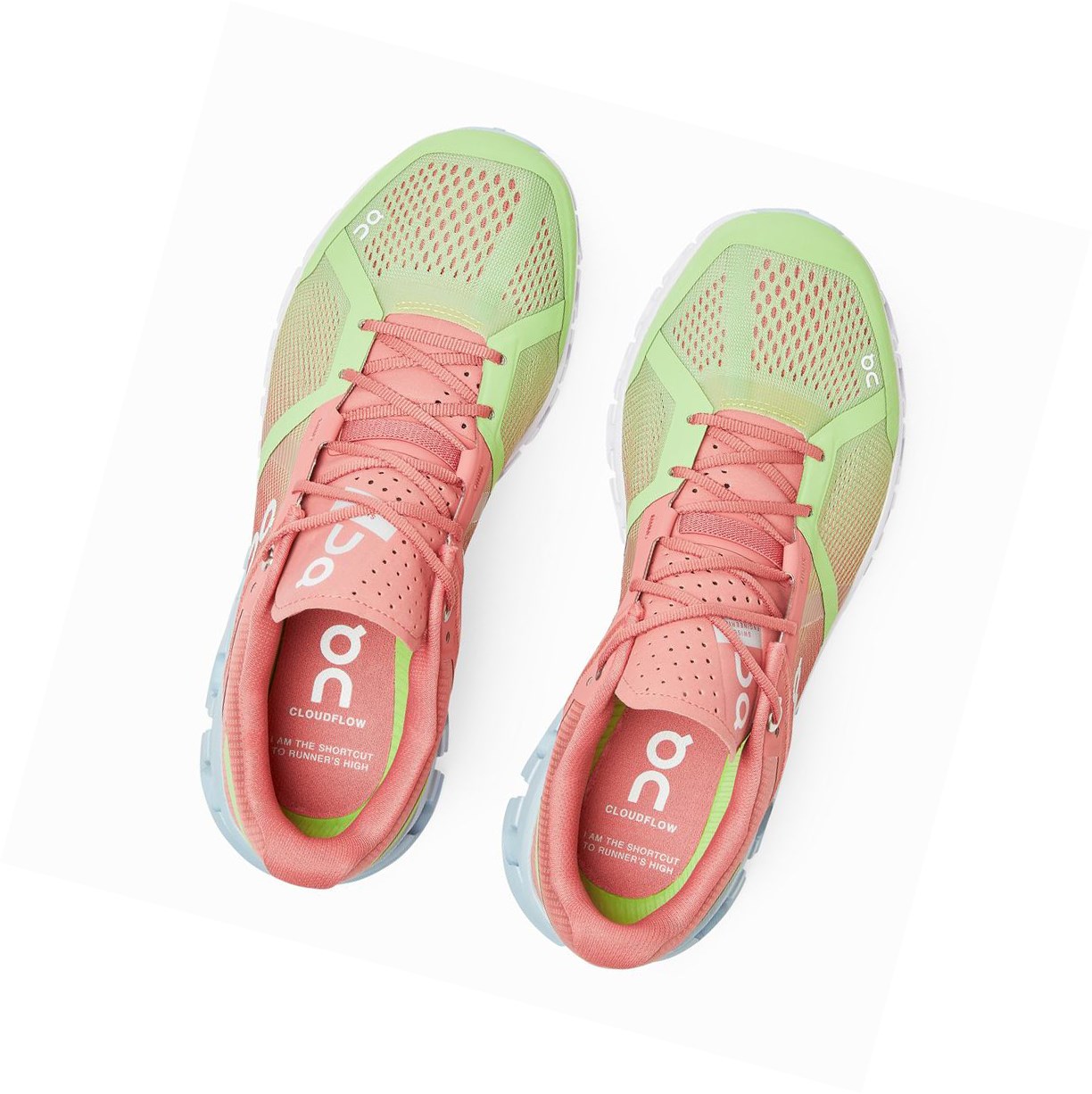 Scarpe Running Strada Donna On Cloudflow Verdi Rosa | 51VMSDUJT