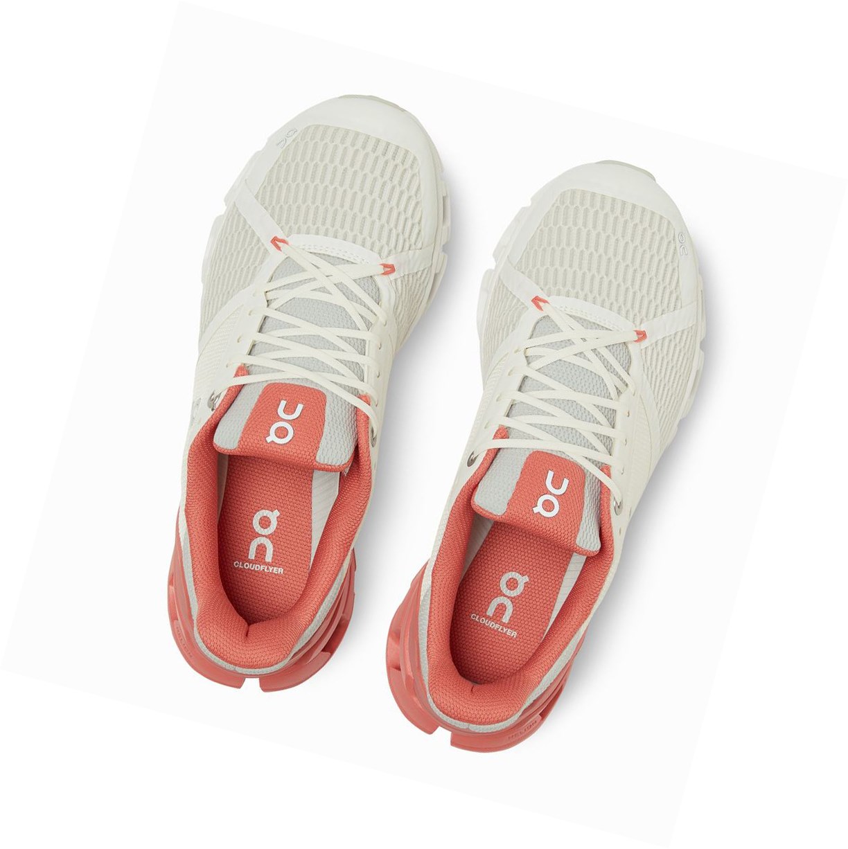 Scarpe Running Strada Donna On Cloudflyer Bianche Corallo | 42LBETMGQ