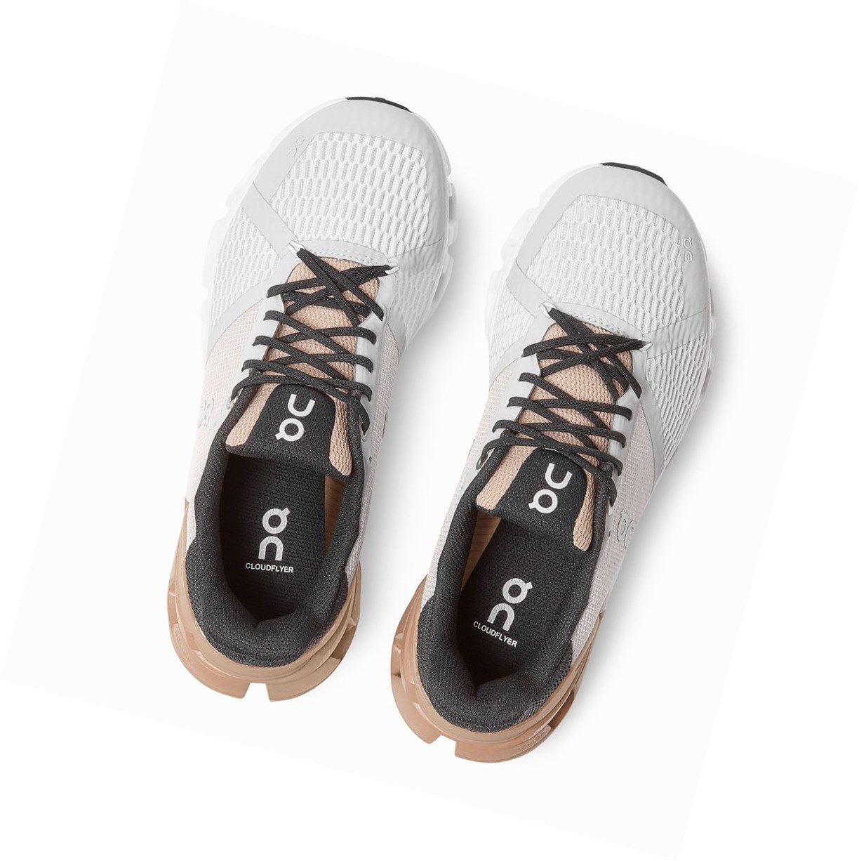 Scarpe Running Strada Donna On Cloudflyer Bianche Marroni Rosa | 53TNZLXUV