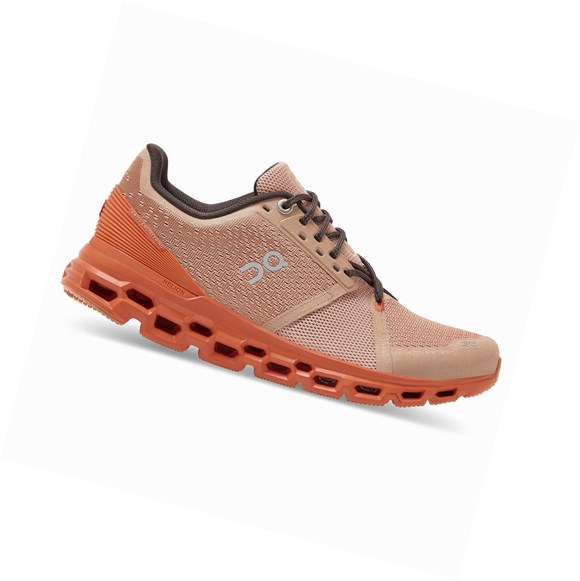 Scarpe Running Strada Donna On Cloudstratus Marroni Rosa | 40MDNLRHS